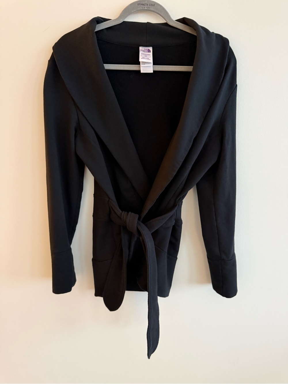 The North Face Black Hooded Wrap-Front Jacket with Tie